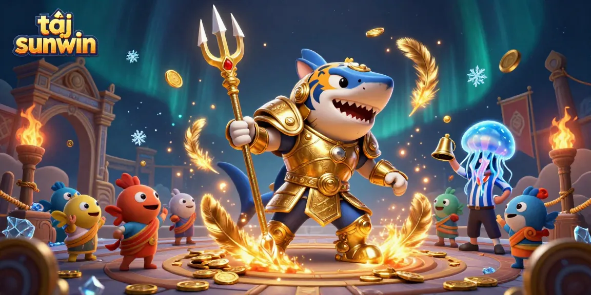 Experience thrilling gameplay at sunwin with a dynamic underwater casino scene featuring vibrant characters and elements.