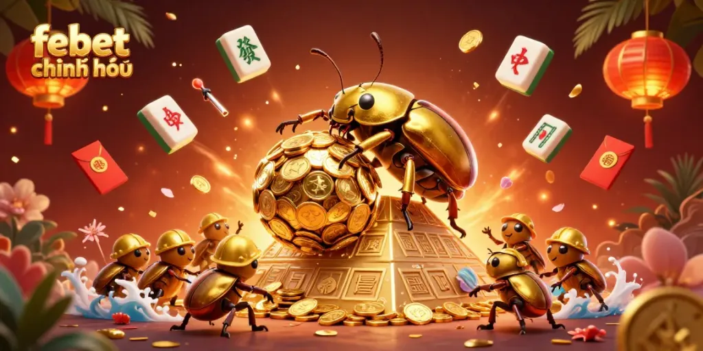 Experience the excitement of betting at febet chính chủ with golden coins and vibrant casino elements.