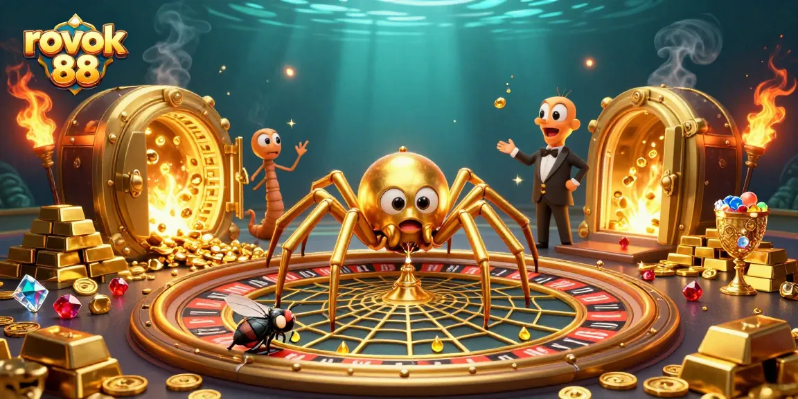 Experience the thrill of rokok 88 as the fly nervously places bets at the roulette wheel made of spider web.