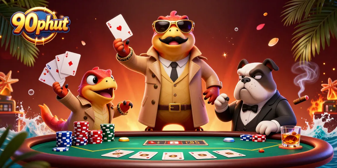 90phut raptors engaging in a colorful casino scene filled with poker excitement.