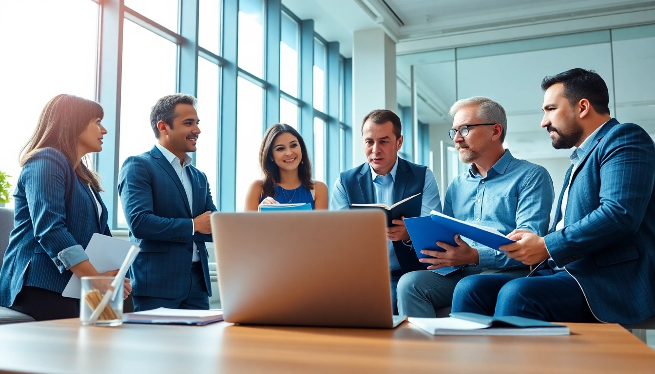 Headhunter Ingenieure in einem modernen Büro diskutieren über Rekrutierungsstrategien.