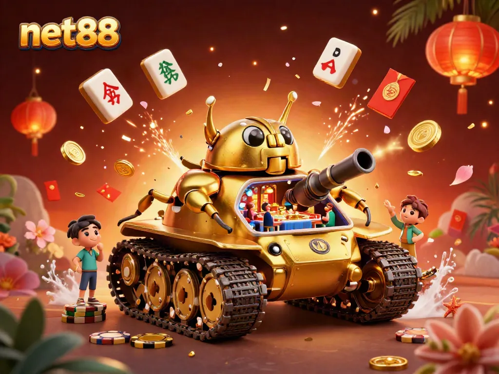 Experience the vibrant gameplay at net88 with a captivating casino-themed illustration.