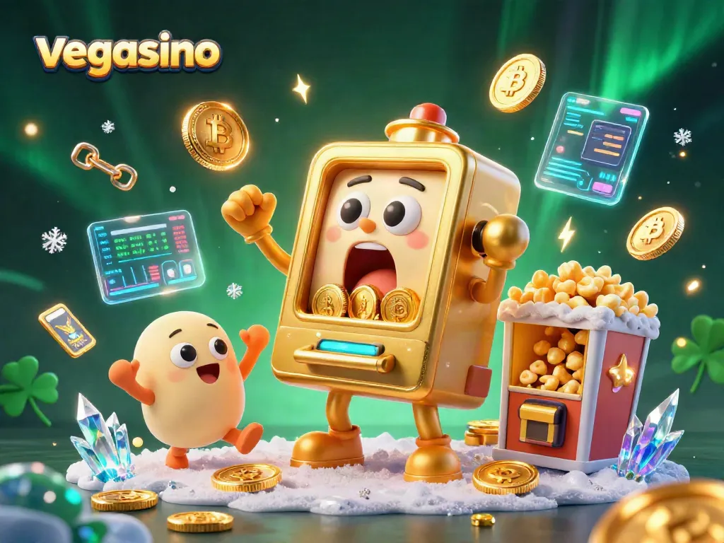 Experience the excitement of vegasino as a golden slot machine hits the jackpot and coins fly!