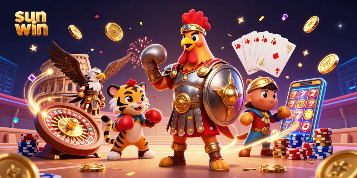 Experience the thrill of sun win with engaging gaming elements in a spectacular arena scene.