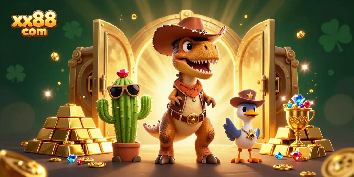 Win big at xx88 com with exciting games featuring a T-Rex and treasure!