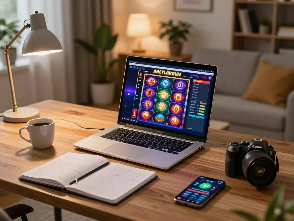 Players engage actively with F168 online slots at a stylish gaming setup, showcasing a strategic betting environment.
