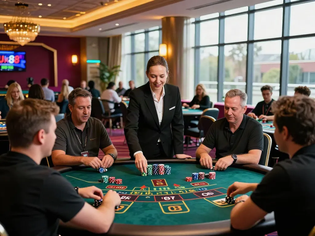 Experience the excitement at UK88's Live Casino with professional dealers and vibrant atmosphere.