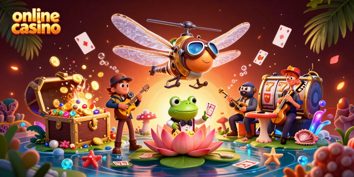 Engage with an exciting online casino scene featuring unique characters, vibrant visuals, and game elements.