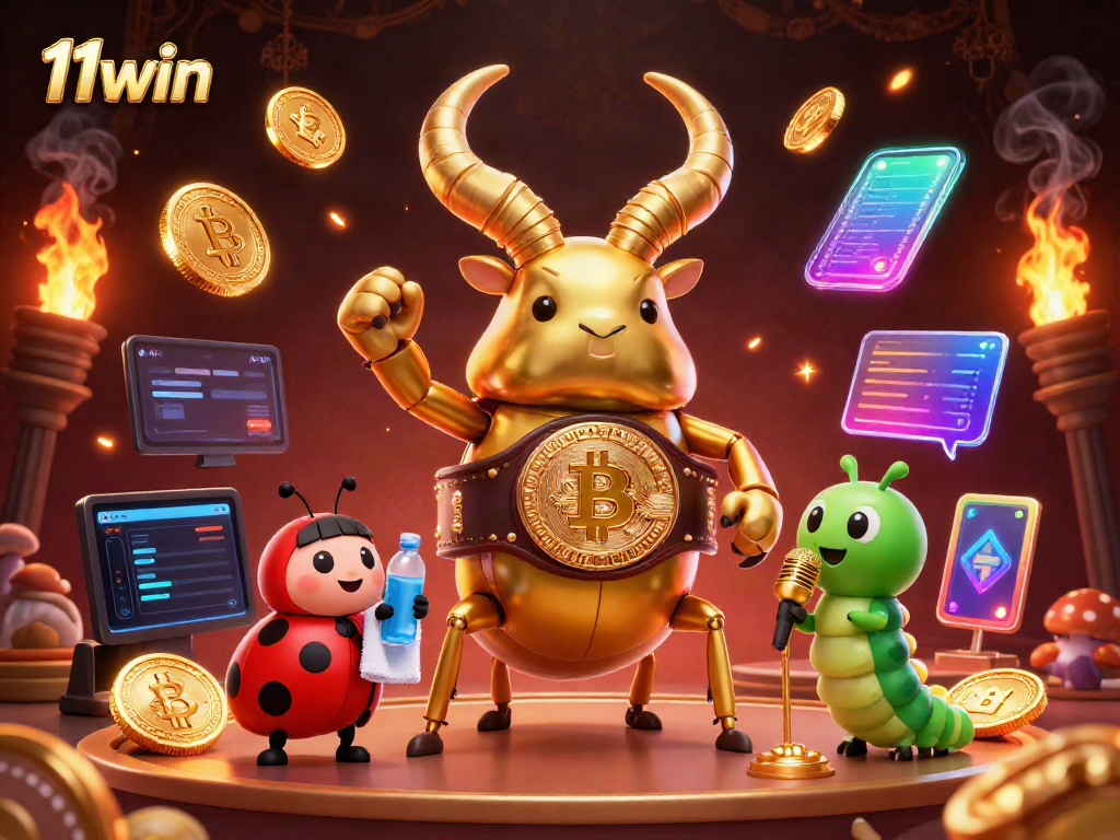 Experience thrilling gameplay with 11win in a vibrant casino scene featuring dynamic characters and crypto elements.